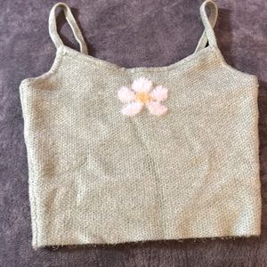 Green fleece lined crop top.